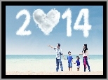 Plaża, Rodzina, 2014, Rok, Morze, Nowy